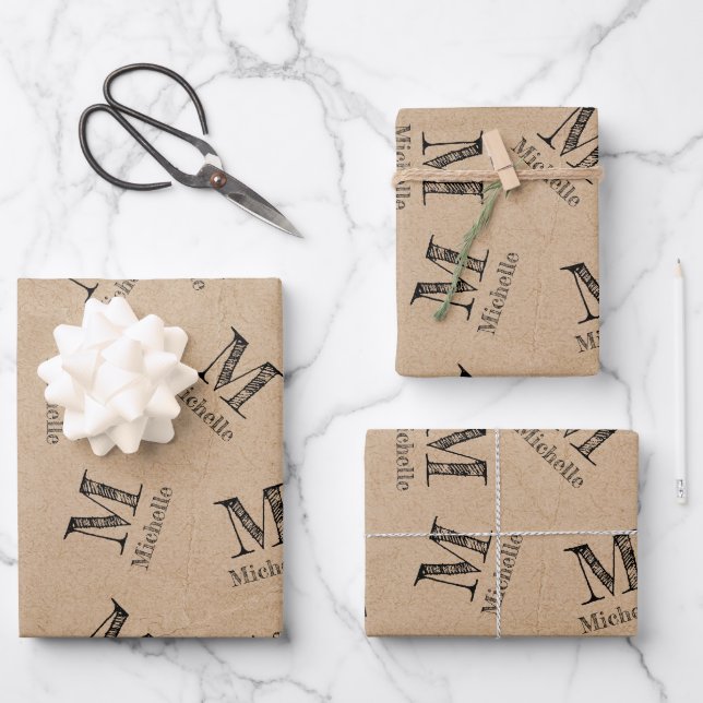Papierschaukpapier für rustikale Kraft Geschenkpapier Set (Vorderseite)