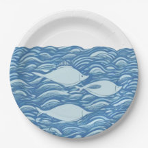Papierschild für Wavy Ozeane und Fische