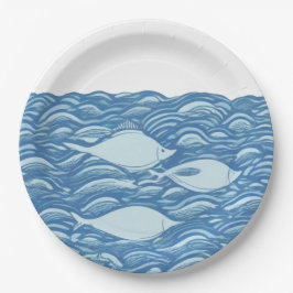Papierschild für Wavy Ozeane und Fische Pappteller