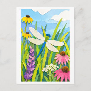 Papierschmetterling im Collagestil Postkarte