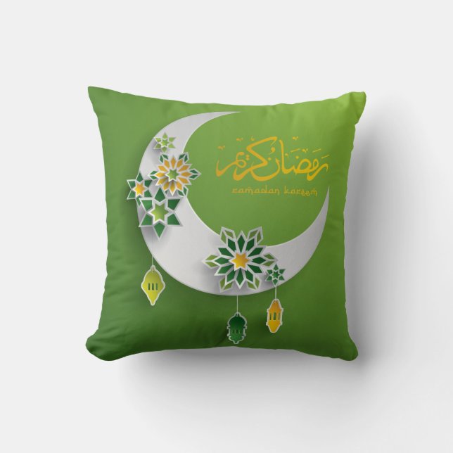 Papierschnitt Ramadan Laternen & Mond Kissen (Vorderseite)