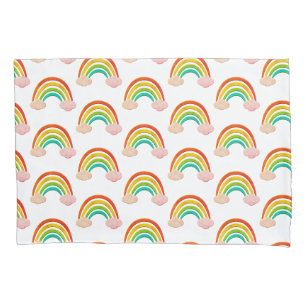 Papierschnitt Regenbogen und rosa Wolken Kissenbezug