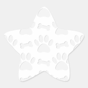 Papierschnitt von Hundeschleifen und Knochenmuster Stern-Aufkleber