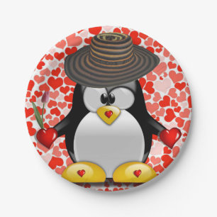 Papierservice Valentinstag, Pinguin Pappteller