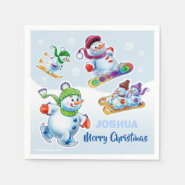 Papierserviere niedliche Weihnachtsschneemänner Serviette