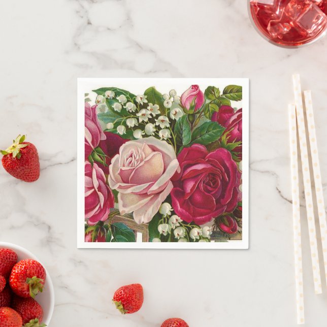 Papierserviette aus Vintagen Rose (Beispiel)