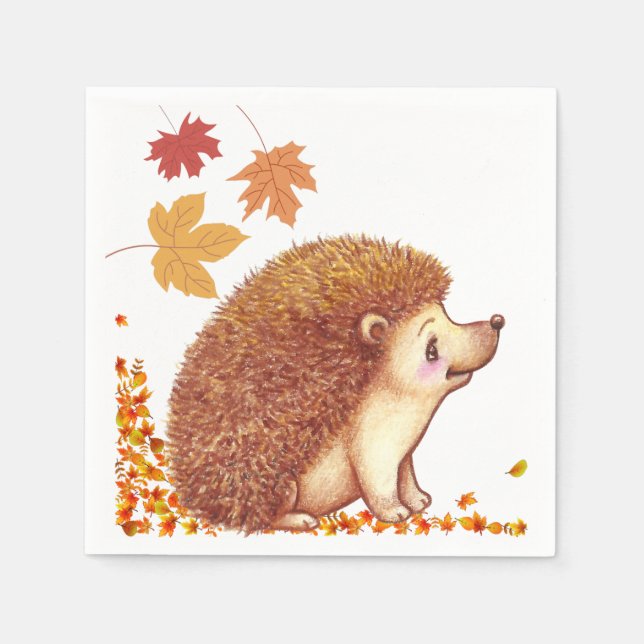 Papierserviette aus Wildlife Niedlich Igel Ernteda (Vorderseite)