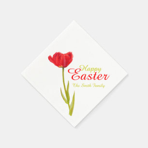 Papierserviette des glücklichen Ostern-Tulpe