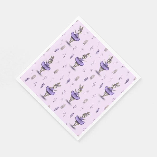 Papierserviette mit niedlichem Ballerina-Hasen. (Ecke)