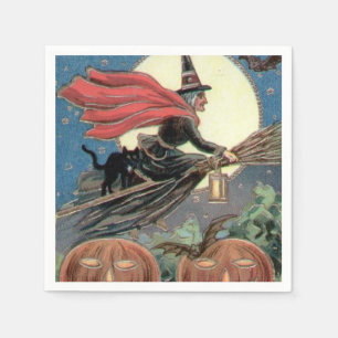 Papierserviette Vintager Halloween-Hexe