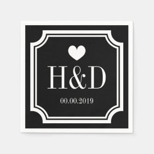 Papierservietten für Hochzeiten in Schwarz und Wei