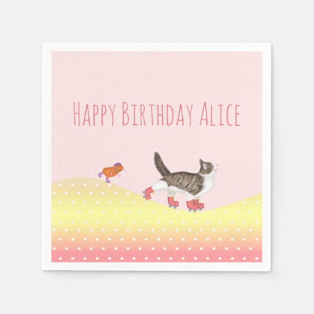 Papierservietten für Rollschuhe Party (Vorderseite)