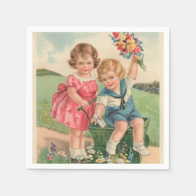 Papierservietten für Vintage Osterkids (Vorderseite)