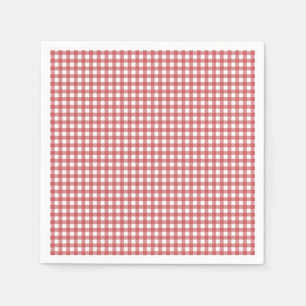 Papierservietten mit roten und weißen Gingham-Kar