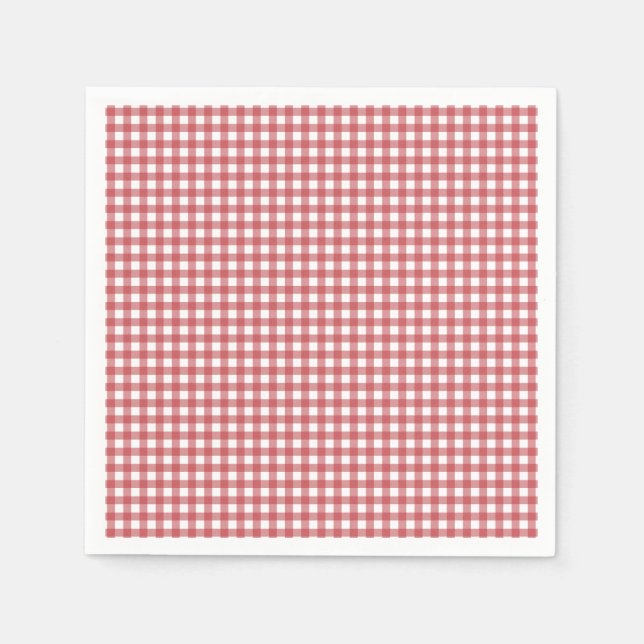 Papierservietten mit roten und weißen Gingham-Karo (Vorderseite)