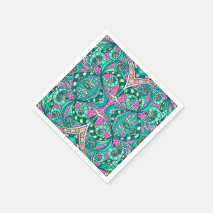 Papierservietten-Zeichnen mit Blumen Serviette