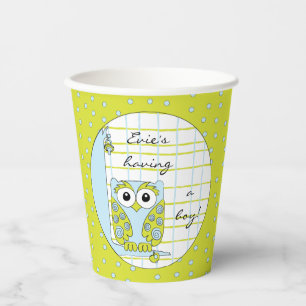 Papiersorten "Blau/Grüne Owl" 8 oz. Pappbecher