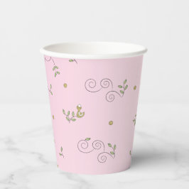 Papiersorten "Gold Birds/PINK" 8 oz. Pappbecher
