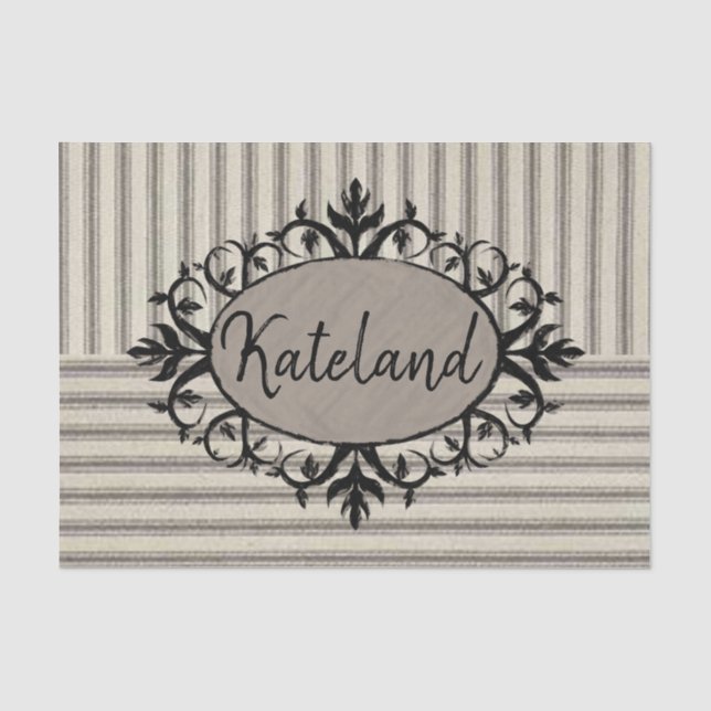 Papierstrebe Beige schwarzer Streifen Seidenpapier (Vorderseite)