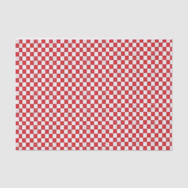 Papierstreifen aus Gewebepapier Kariert rot Seidenpapier (Vorderseite)