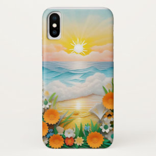 Papierszene mit Meereswellen und Sonnenaufgang Case-Mate iPhone Hülle