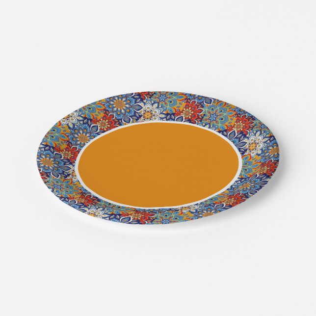 Papiertafel aus leuchtendem Mandala Pappteller (Schrägansicht)