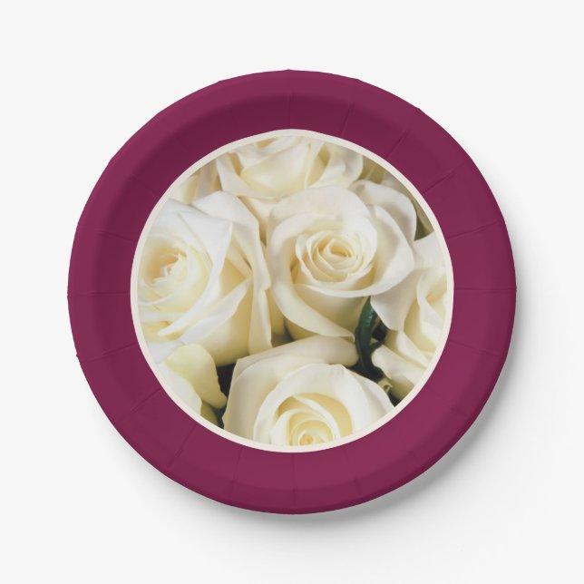 Papiertafel-Cassis mit Elfenbeinkühe-Rose Pappteller (Vorderseite)