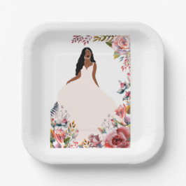 Papiertafel für afrikanisches amerikanisches Braut Pappteller