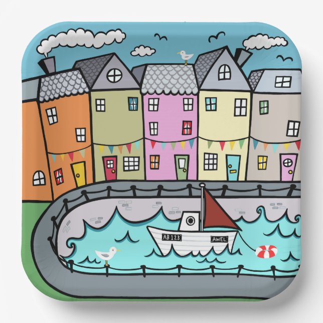 Papiertafel für das Themed Party am Meer Pappteller (Vorderseite)