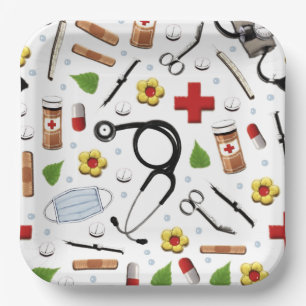 Papiertafel für den Abschluss von Krankenschwester Pappteller