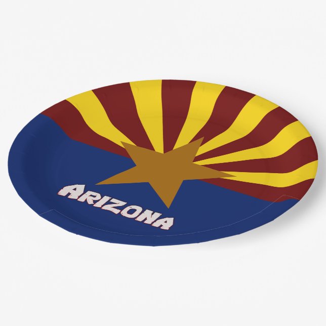 Papiertafel für die Arizona-Flagge Pappteller (Schrägansicht)
