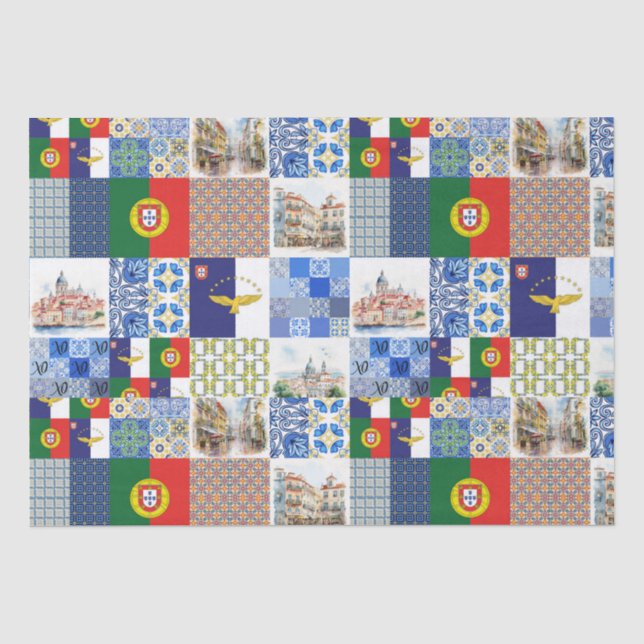 Papiertafel für die Flagge Portugals und die Flagg Seidenpapier (Vorderseite)