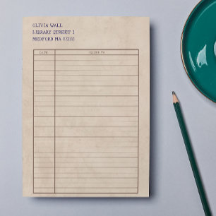 Papiertafel für die Vintage Retro-Bibliothek Briefpapier