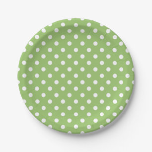 Papiertafel für grüne und weiße Polka-Dots Pappteller