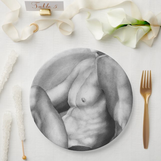 Papiertafel für ihn - Kunsthandwerkskunst Zeichnen Pappteller (Hochzeit)
