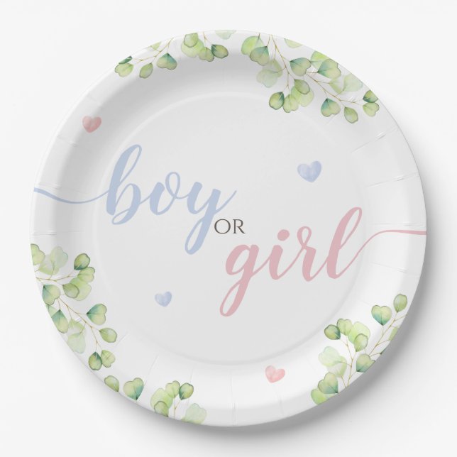 Papiertafel für Koala Gender Reveal Party. Pappteller (Vorderseite)
