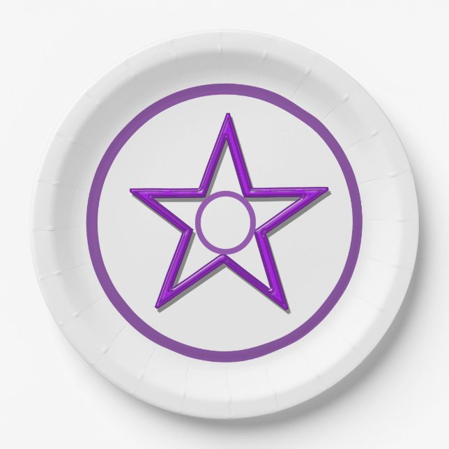Papiertafel - Lila Star und Kreise Pappteller (Vorderseite)