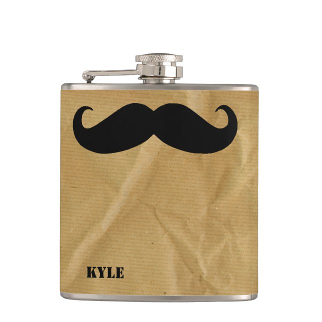 Papiertasche mit Mustache Custom Flask Flachmann (Vorderseite)