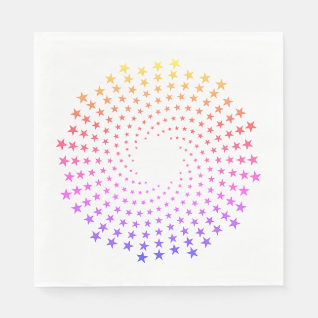 Papiertaschentuch - Regenbogenfarbene Sternwirbel Serviette (Vorderseite)