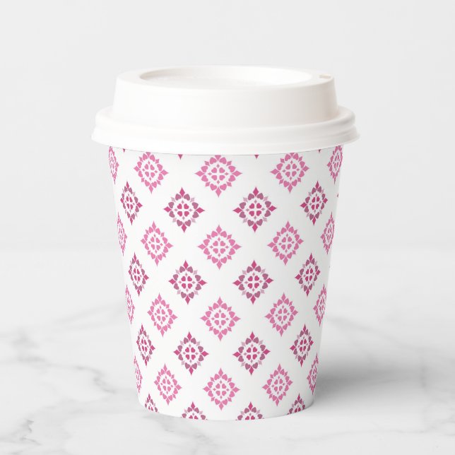 Papiertasse mit Valentinstag-Illustration Pappbecher (Vorderseite)