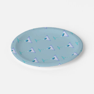 PAPIERTELLER, BLAUES MARTINI-DESIGN PAPPTELLER