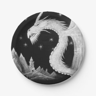 PapierTeller mit Drachen nachts