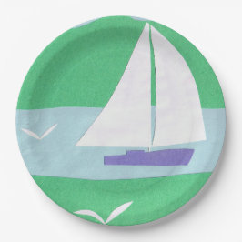 PapierTeller mit einem Segelboot-Entwurf