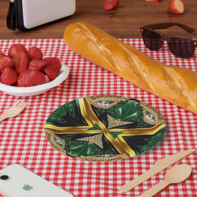 Papierteller mit jamaikanischer Farbgestaltung (Picknick)