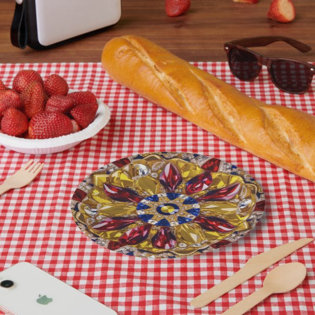 Papierteller mit kolumbianischer Farbgestaltung (Picknick)