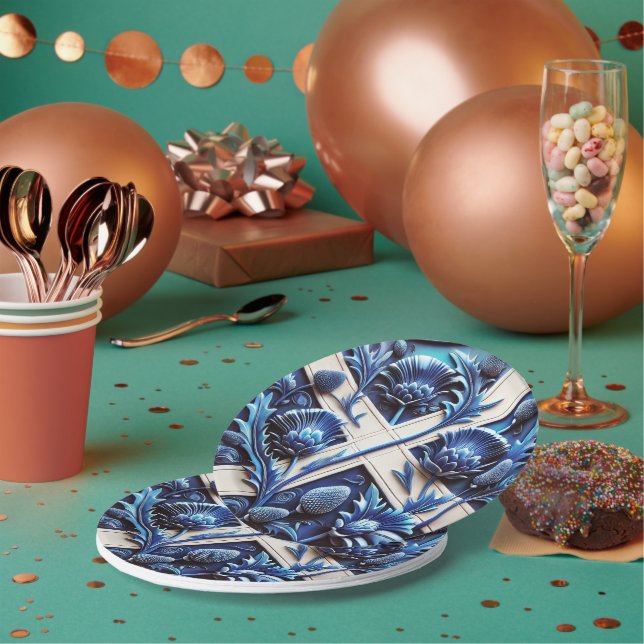 Papierteller mit schottischem Thistles Design (Multi)