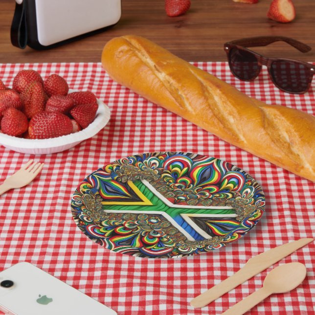 Papierteller mit südafrikanischer Farbgestaltung (Picknick)