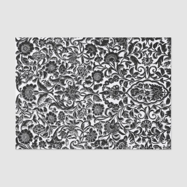 Papiertücher Antiquitäten Blumenzauber Schwarz-wei Seidenpapier (Vorderseite)