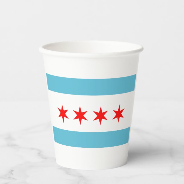Papiertücher auf der Flagge von Chicago Pappbecher (Vorderseite)