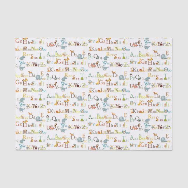 Papiertücher - Farbenfrohe Alphabet Seidenpapier (Vorderseite)
